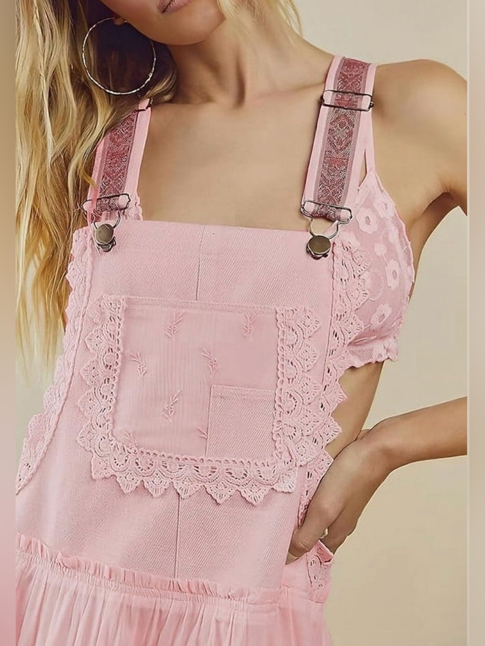Pink Lace-Trim Maxi Dress - Women - Picture 3 of 8